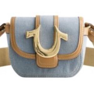 True Religion Blue and Tan Crossbody Bag